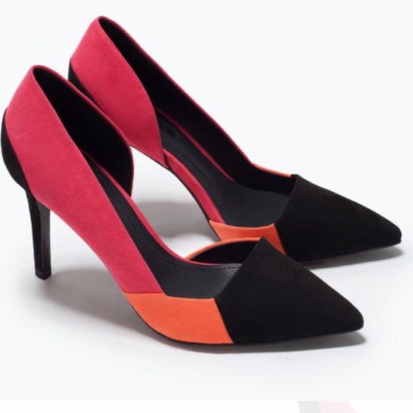 Zara Suede D’Orsay Heels In Three Color Court Multicolor - Picture 6 of 10